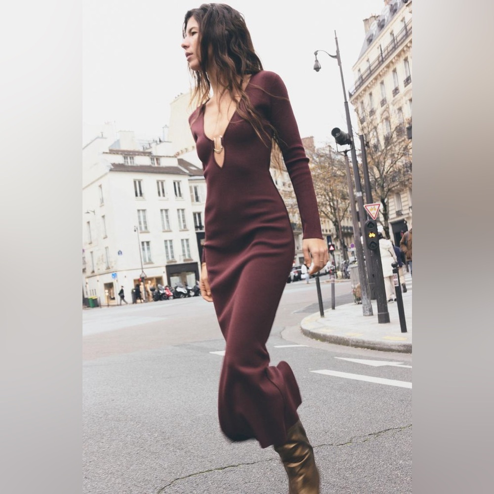 ZARA Burgundy knit dress
